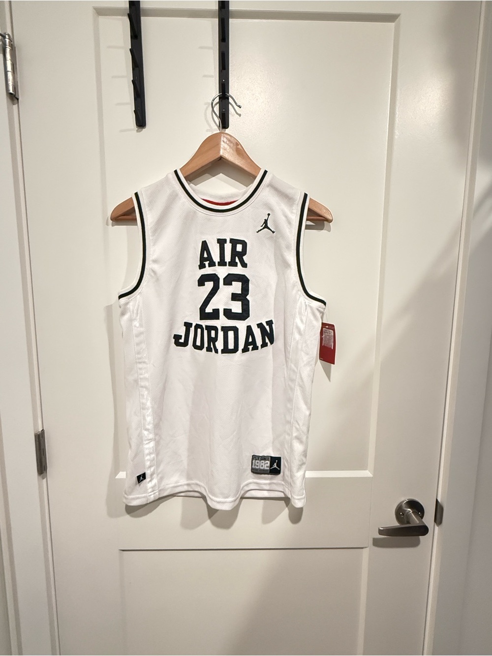 Jordan White and Black AIR 23 Basketball Jersey